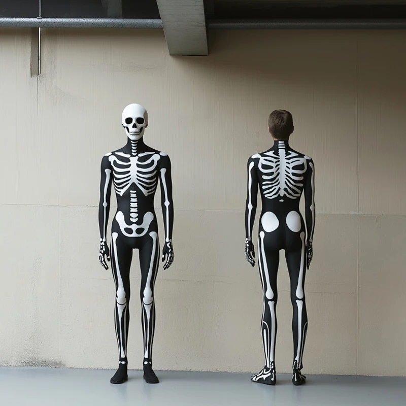 Halloween Men Women Skeleton C - Anime Cosplay Jumpsuit 评论和价格